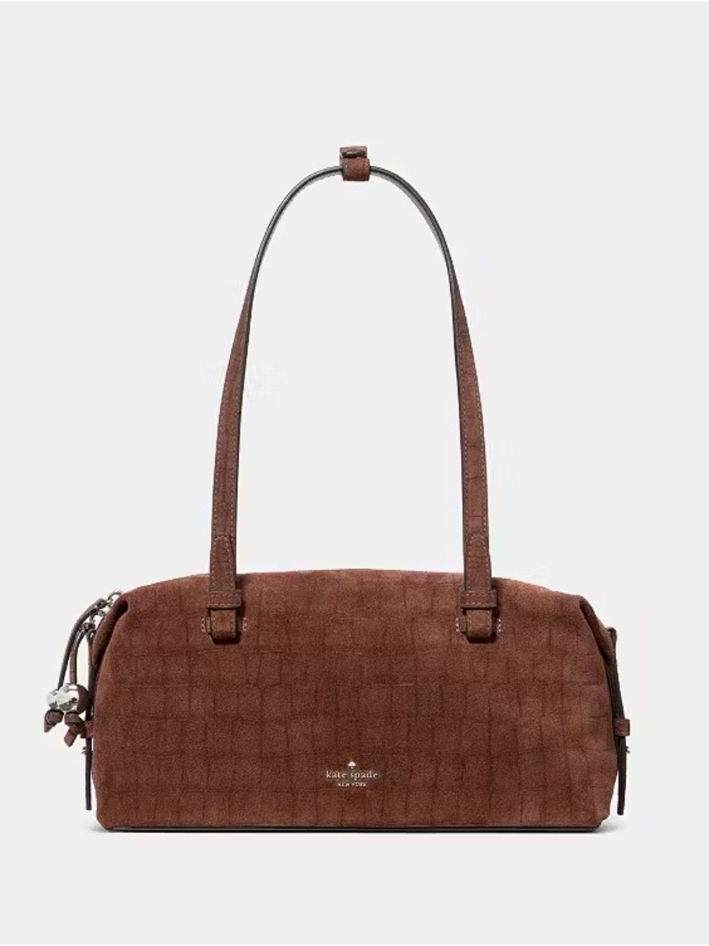 Kate Spade New York Billie Suede Croc Shoulder Bag, Chocolate Truffle Brown NWT
